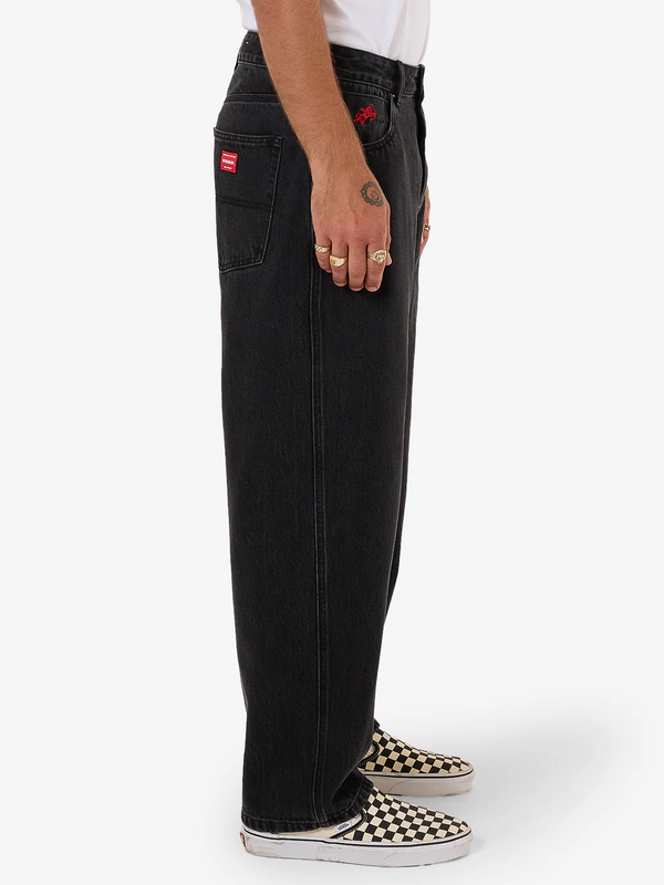 Worship Big Lounger Jean - Washed Black