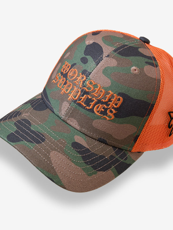 Worship Escape Trucker Hat - Camo