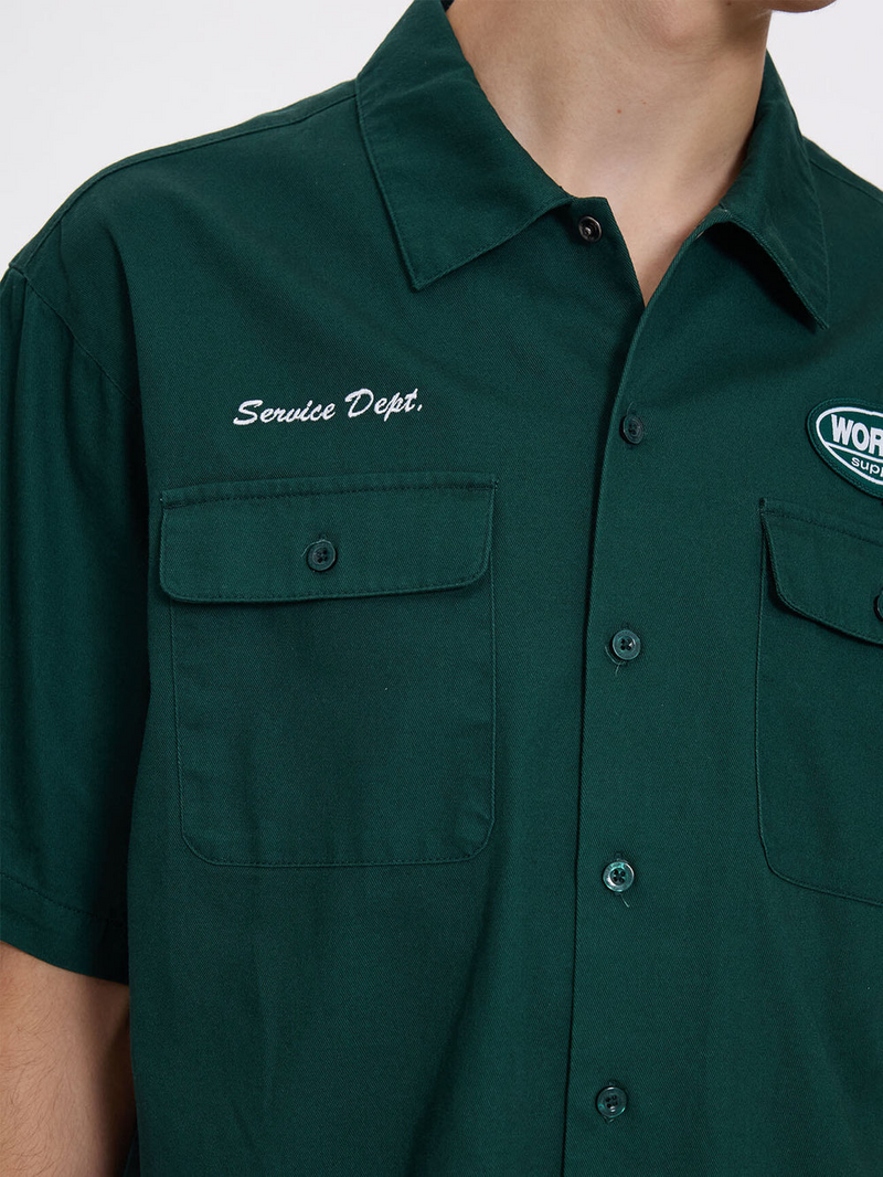 Worship Department  Short Sleeve Work Shirt - Hunter Green