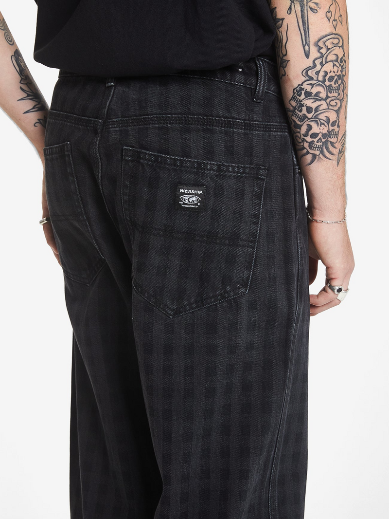 Worship Damnation Big Lounger Pants - Worn Black