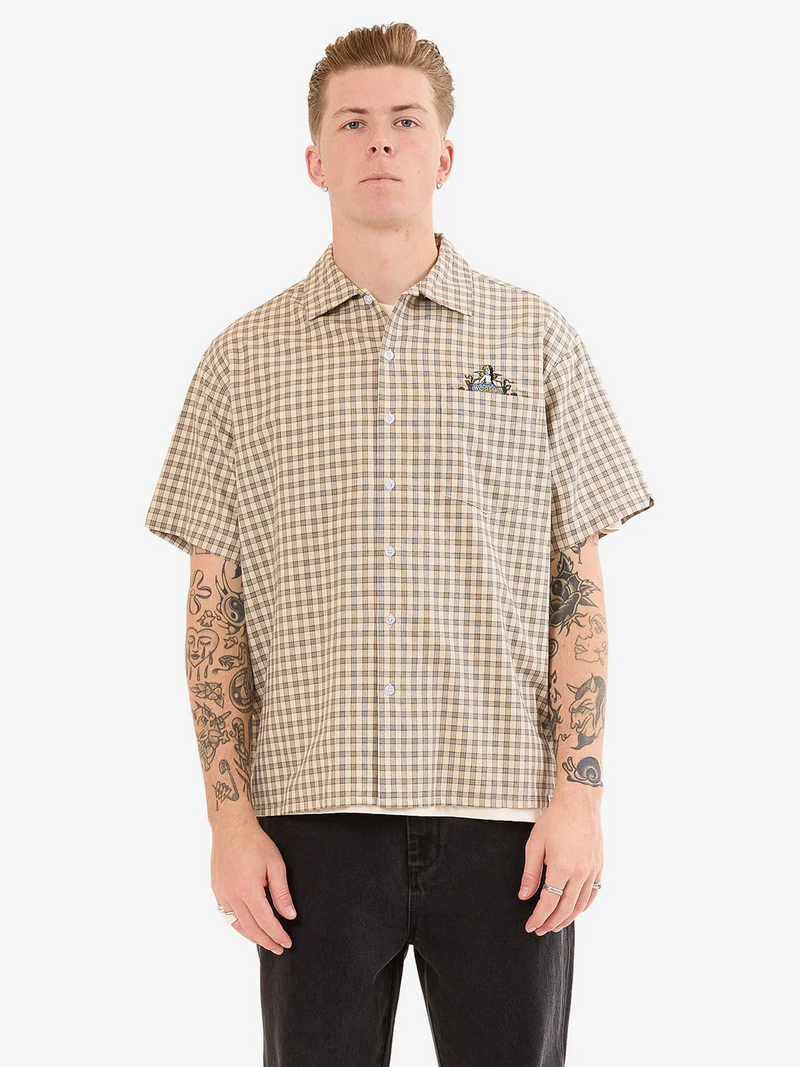 Worship Brassy Short Sleeve Button Up Tee - Zine