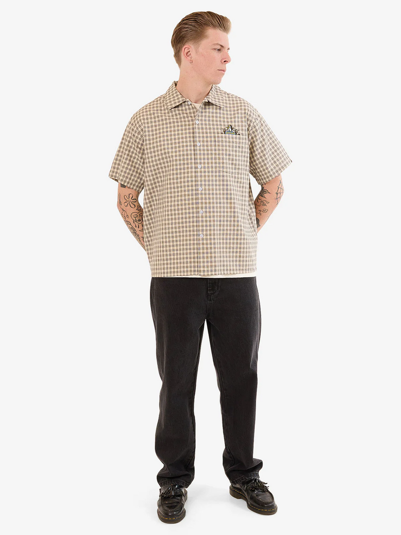 Worship Brassy Short Sleeve Button Up Tee - Zine