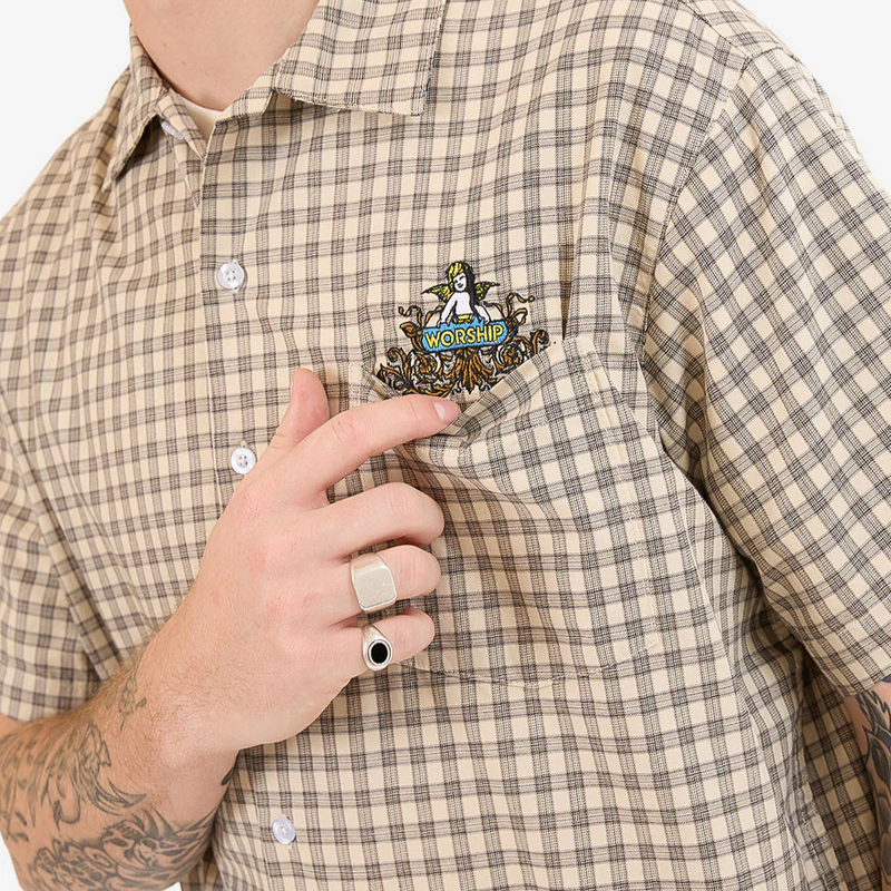 Worship Brassy Short Sleeve Button Up Tee - Zine