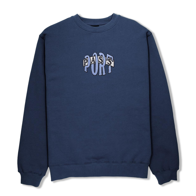 Pass~Port Bulb Logo Chenille Crewneck - Navy