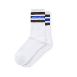 Polar Skate Co. Rib Socks Fat Stripe - White / Brown / Blue