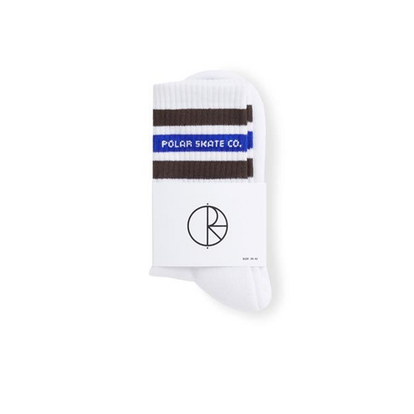 Polar Skate Co. Rib Socks Fat Stripe - White / Brown / Blue