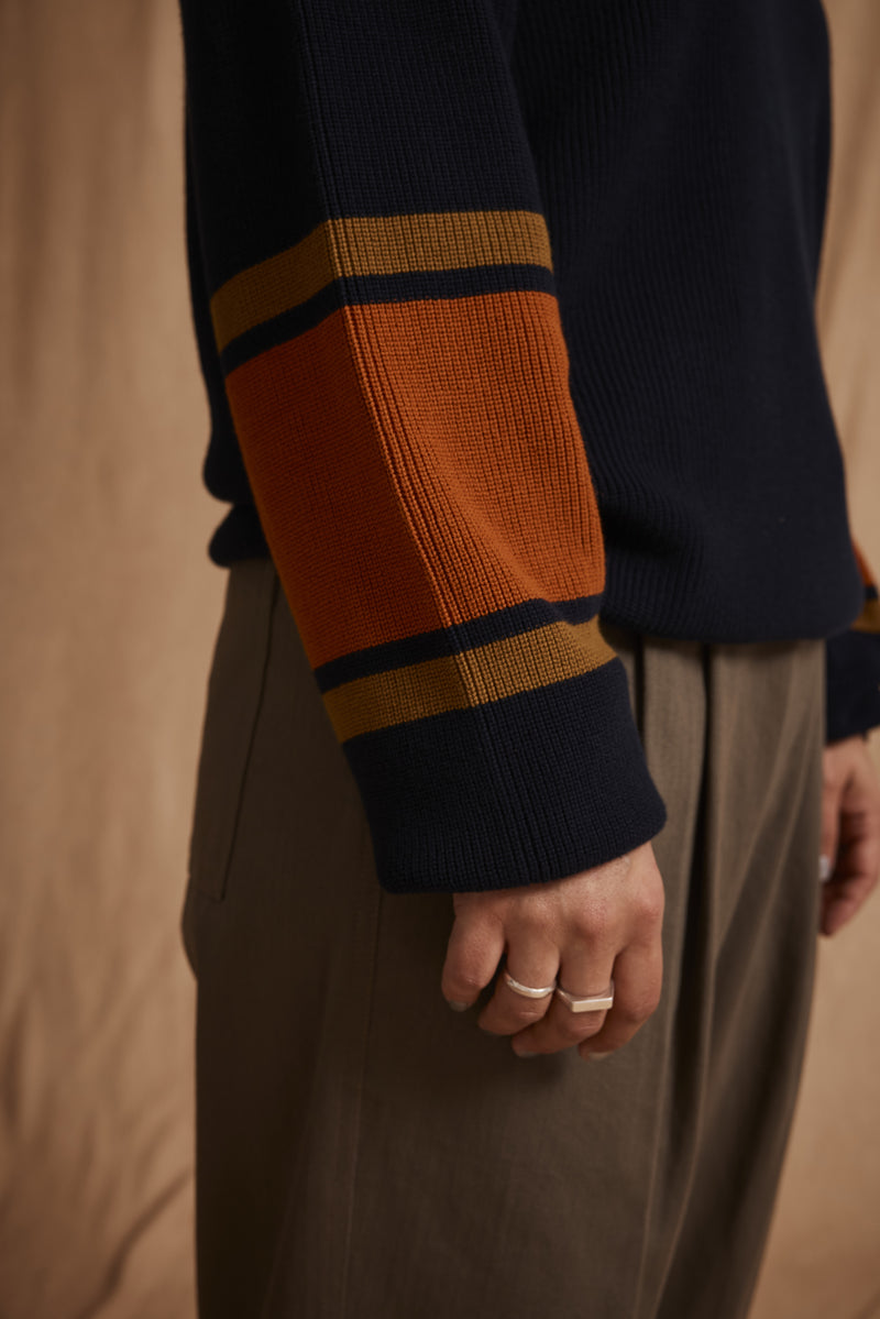 Pass~Port Organic Knit Stripe Sweater - Navy