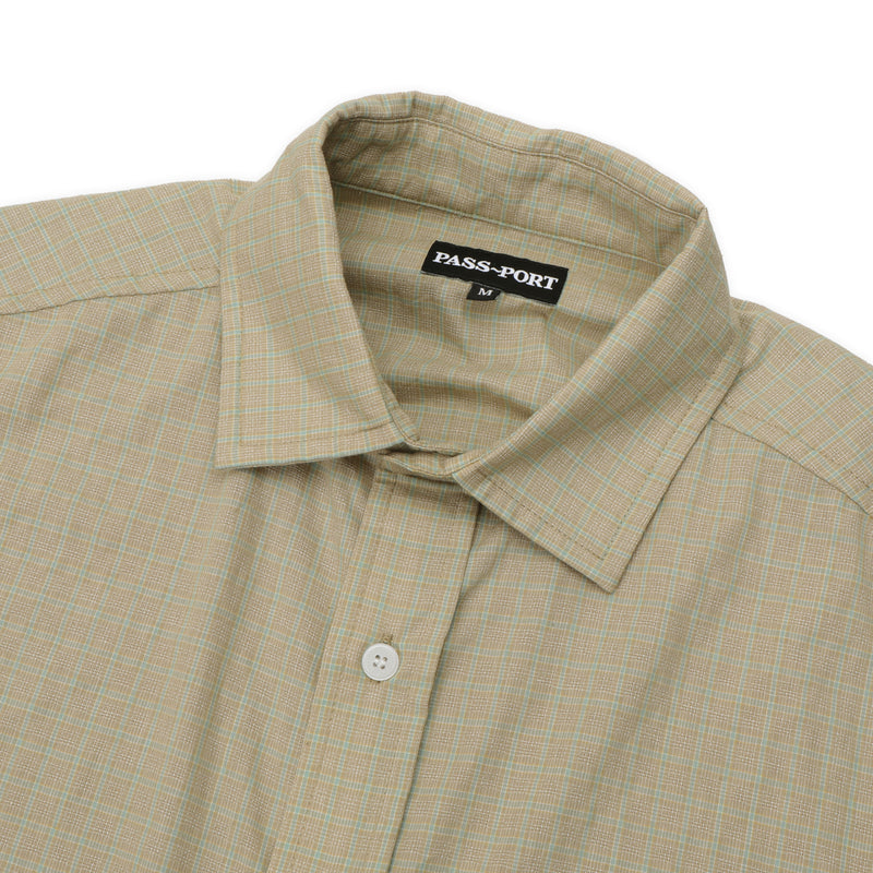 Pass~Port Wanderer Workers Check Shirt Short Sleeve - Khaki