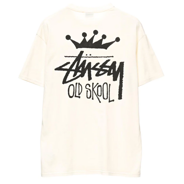 Stussy Old Skool 50-50 Tee - Pigment Washed White