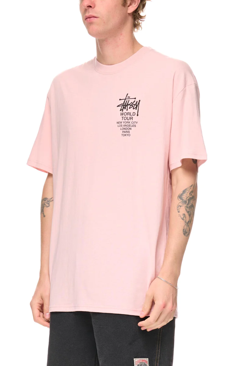 Stussy Solid World Tour LCB SS Tee - Washed Pink