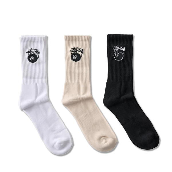 Stussy 8 Ball Socks - Embroidered 3 Pack
