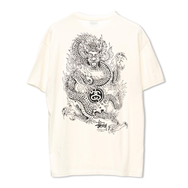 Stussy Dragon 50-50 Tee - Pigment Washed White