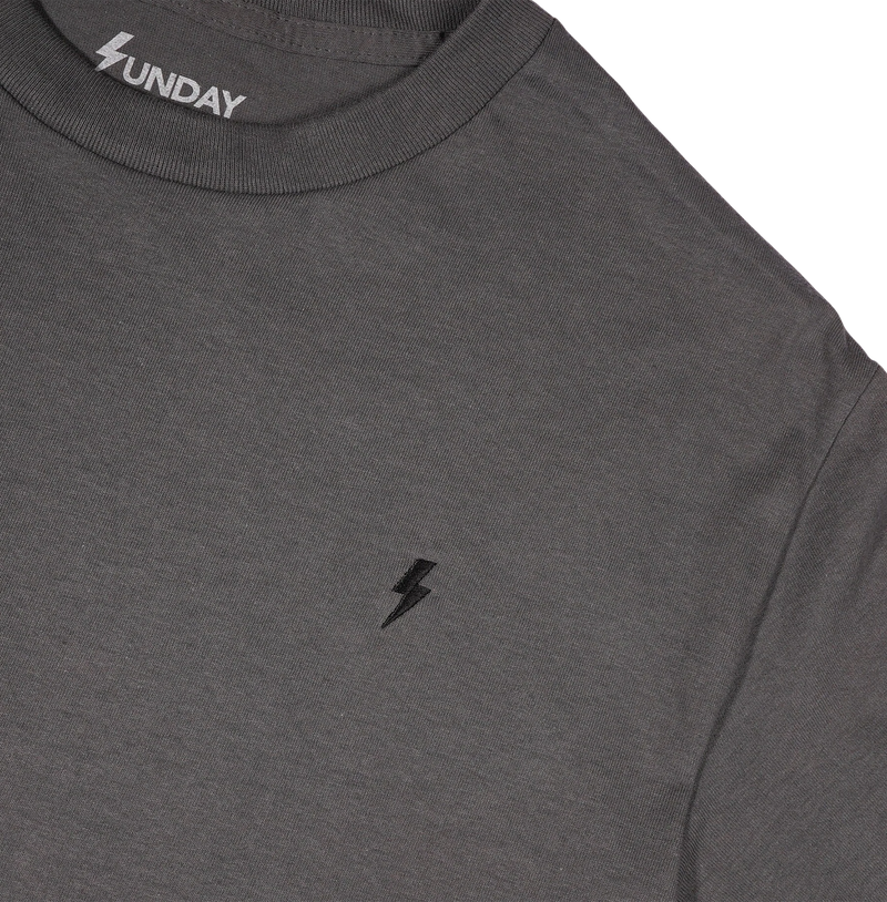 Sunday Embroidered Logo Tee - Charcoal/Black