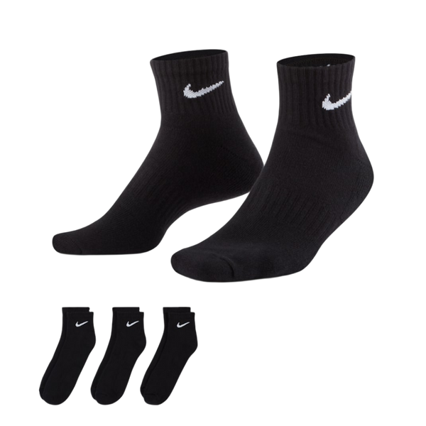 Nike Cotton Cushioned Ankle Socks 3pk - Black