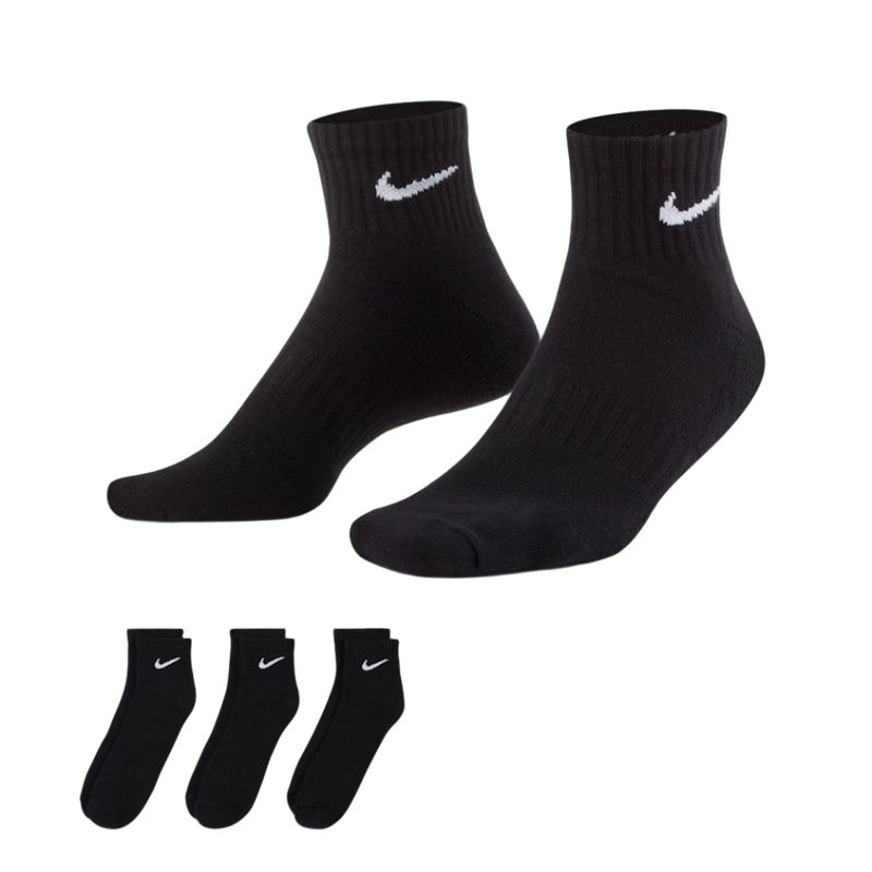 Nike Cotton Cushioned Ankle Socks 3pk - Black