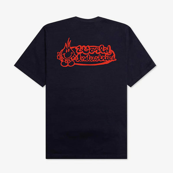 World Industries Youth Scribble Logo Tee - Navy/ Orange