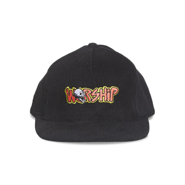 Worship Gobbler Five Panel Corduroy Cap - Worn Black