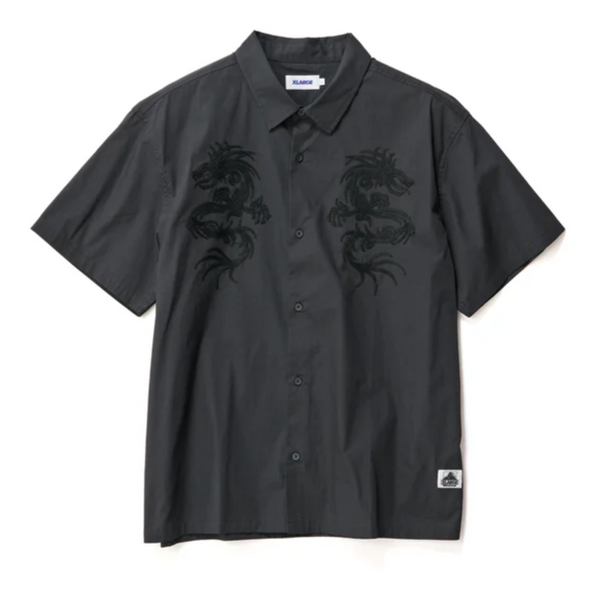 XLarge Dragon Button Up Shirt - Black