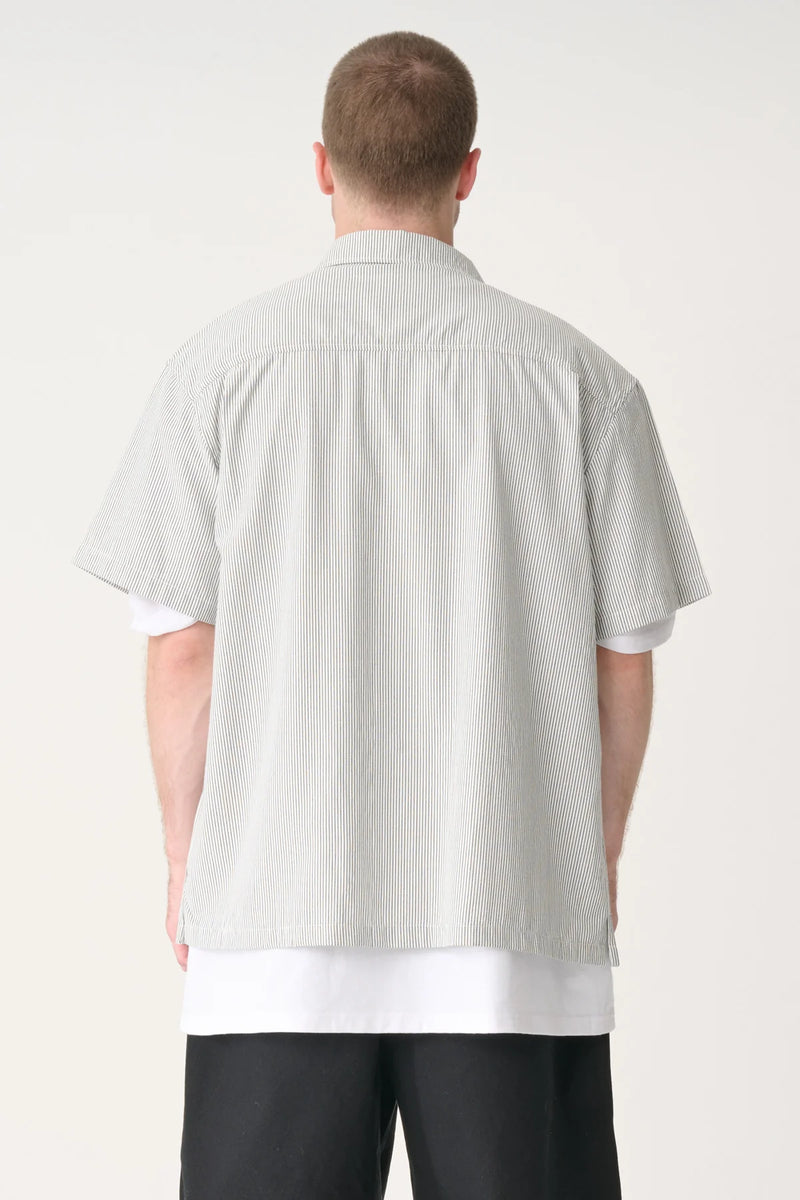 XLarge Oxford Script Short Sleeved Shirt - Black White Stripe