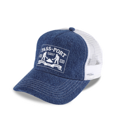 Pass~Port Workers Club Denim Packers Trucker Cap - Washed Dark Indigo
