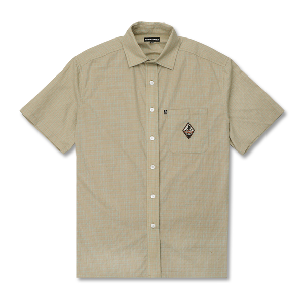 Pass~Port Wanderer Workers Check Shirt Short Sleeve - Khaki