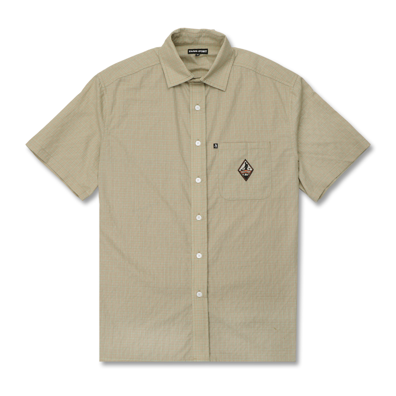 Pass~Port Wanderer Workers Check Shirt Short Sleeve - Khaki
