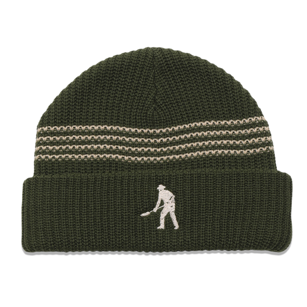 Pass~Port Digger Striped Knit Beanie - Olive/Cream