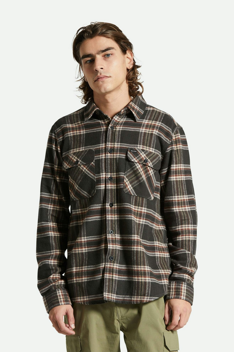 Brixton Bowery L/S Flannel - Black / Charcoal