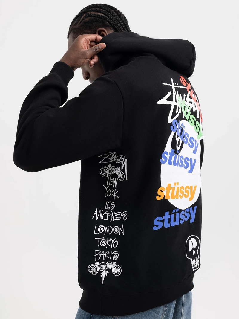 Stussy Test Strike Fleece Hoodie Pigment Black Evolve Skate Store