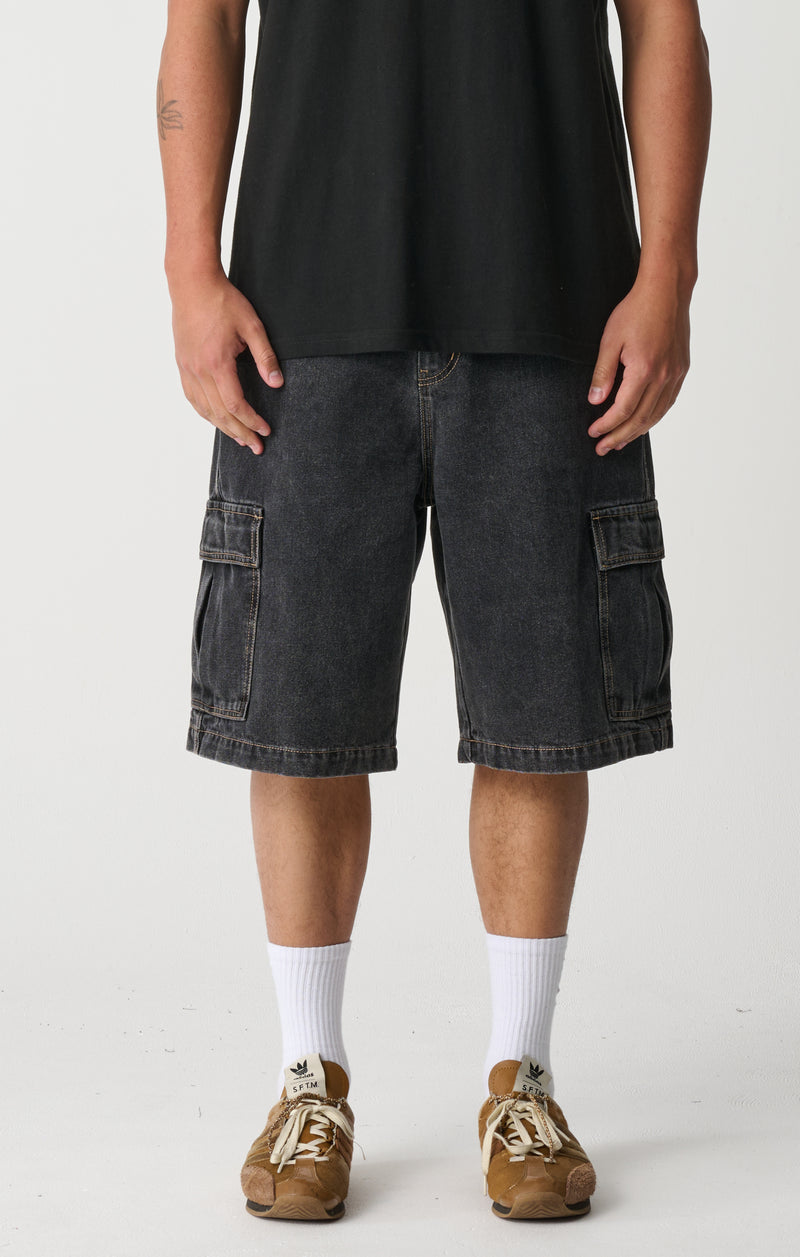 XLarge Cargo Denim 91 Shorts - Washed Black