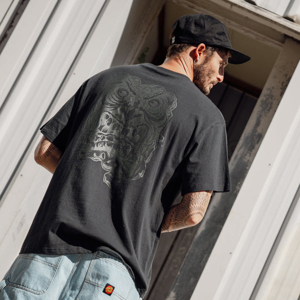 Santa Cruz Roskopp Destruct Face Tee - Black on Black