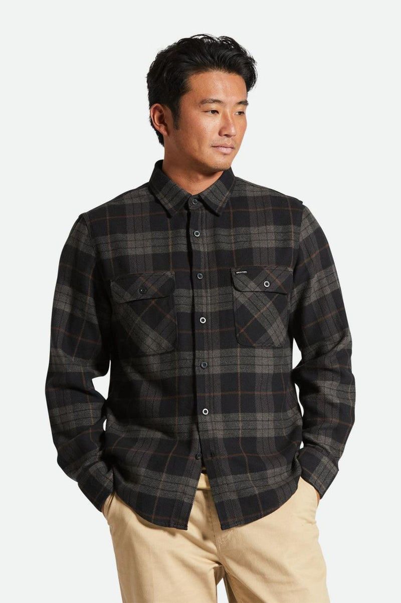 Brixton Bowery L/S Flannel - Black / Charcoal