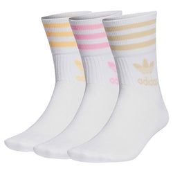 Adidas Mid Cut Crew Socks - 3 Pairs Pink/Orange/Yellow