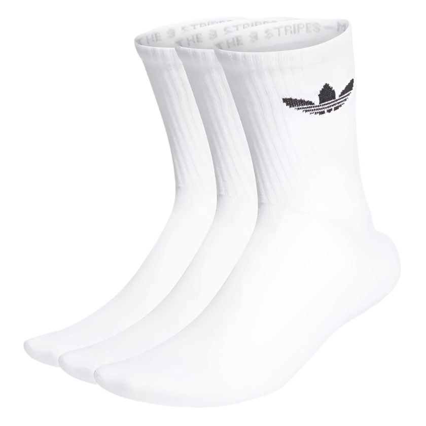 Adidas Cushioned Trefoil Crew Socks 3 Pairs White Evolve Skate