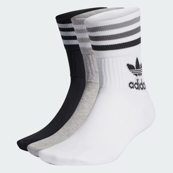 Adidas Mid Cut Crew Socks - 3 Pair Assorted