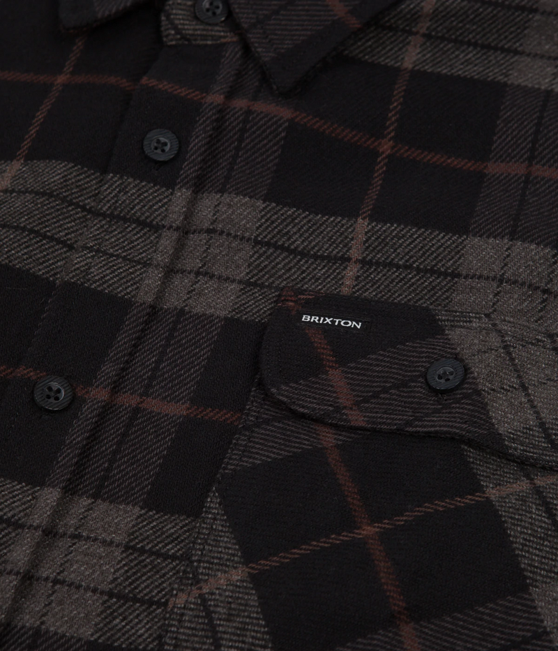 Brixton Bowery L/S Flannel - Black Charcoal